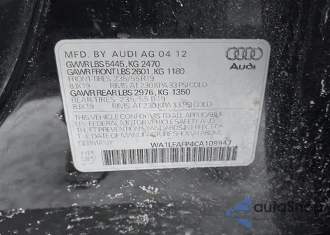 2012 Audi Q5 2.0T Premium z USA, uszkodzony, nr VIN WA1LFAFP4CA109947